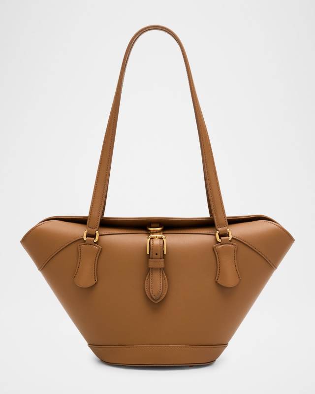 Foldover Leather Tote Bag